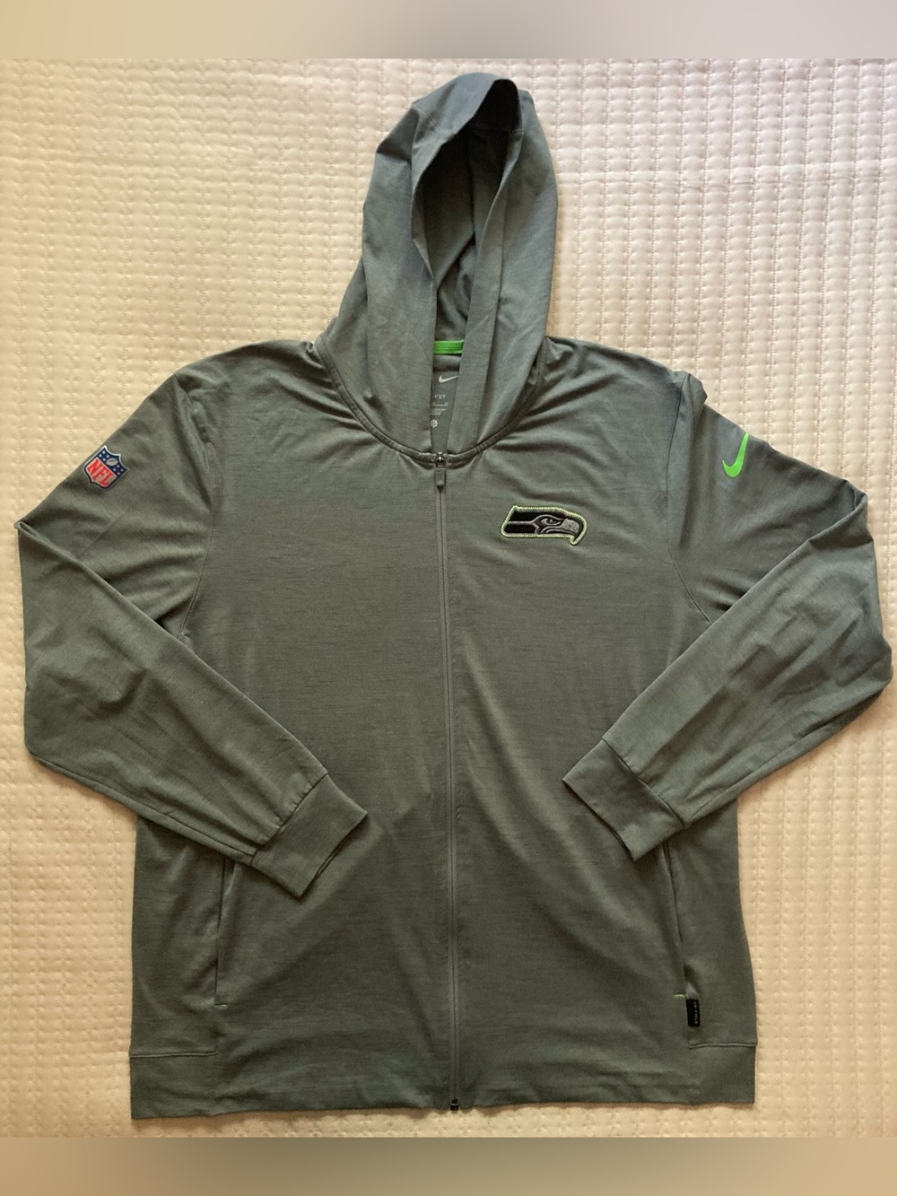 Seattle Seahawks Nike Full Zip Hoodie Jacket Men’s XL Gray On Field Dri Fit NFL